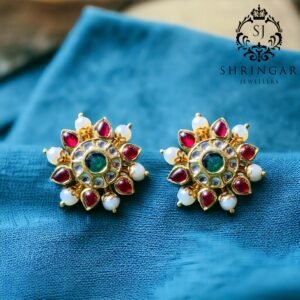 Chakra earrings studded in kundan stones and pearls