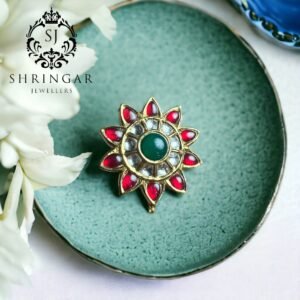 Antique ring in colourful stones in kundan