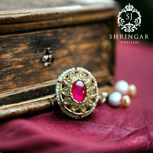 Ruby and diamond polki ring