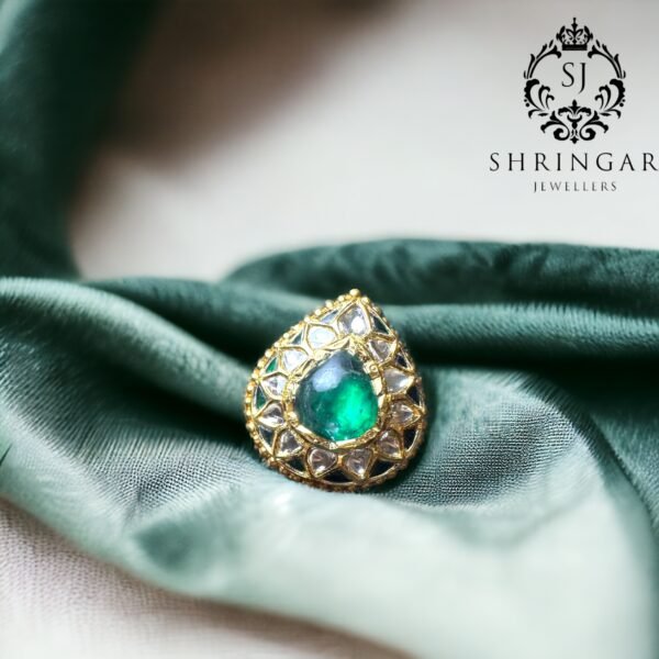 Emerald and Diamond polki Ring