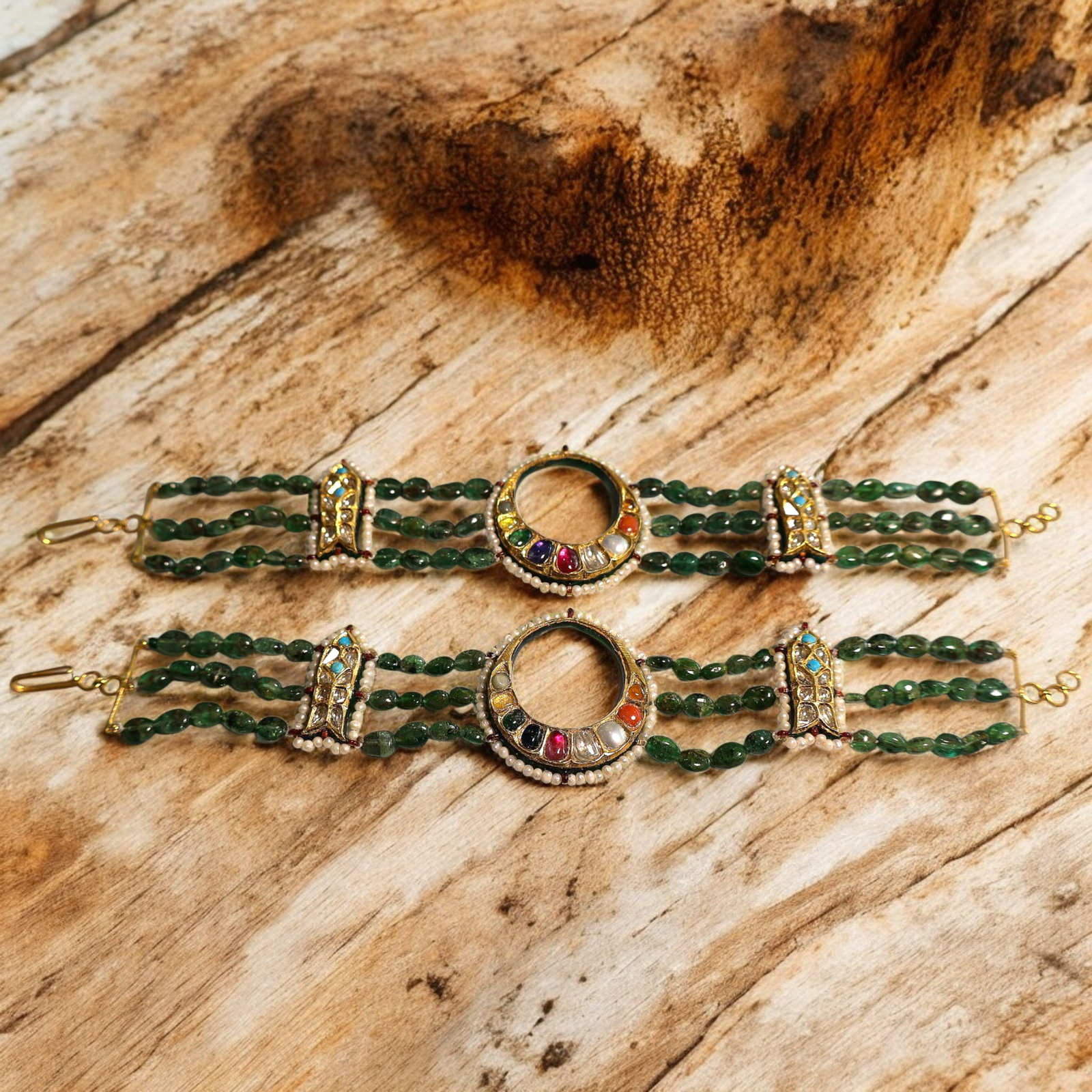 IMG_7292 Women’s gold bracelet studded with gemstones and diamonds