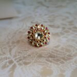 Traditional 22Kt gold ring beautifully handcrafted and studded with radiant Kundan stones