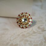 Traditional 22Kt gold ring beautifully handcrafted and studded with radiant Kundan stones