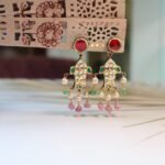 22kt gold Kundan fish earrings with rubies and emeralds – traditional handcrafted Indian jewelry